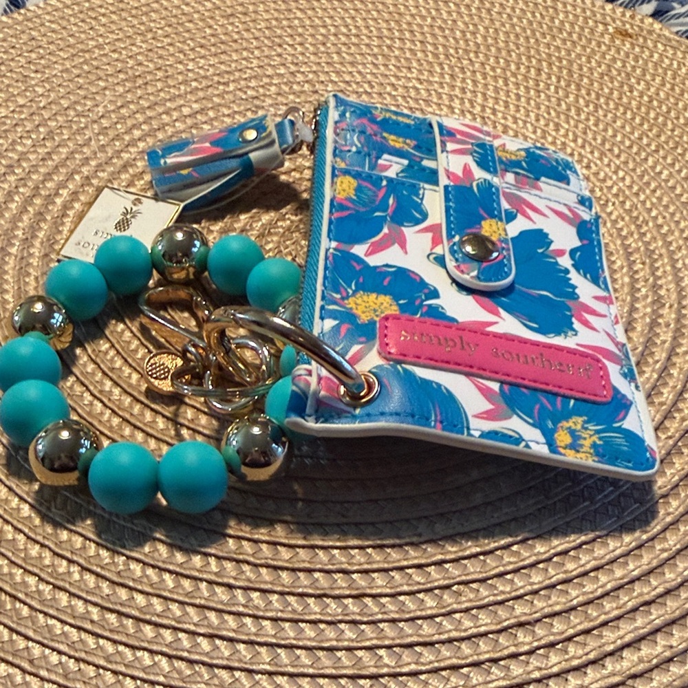 Simply Southern Blue and Pink Floral Key Holder/purse charm
